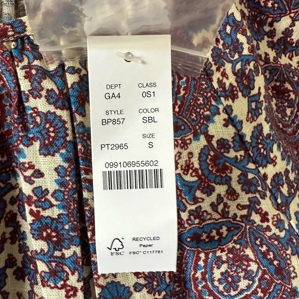 Palermo Smocked Waist Mini Dress in Floral Bouquet Linen Sail Blue NEW - Image 6