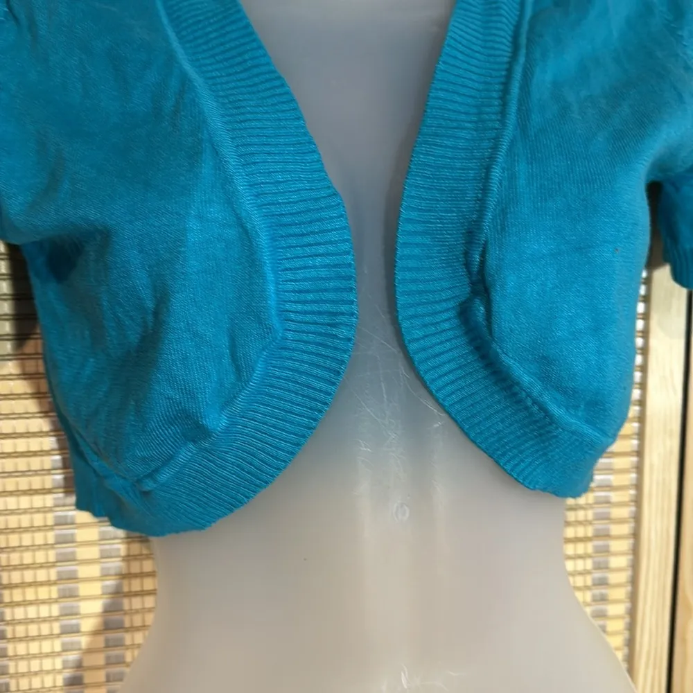 Speechless Vintage 1990s Y2K Teal Blue Knit Bolero Cardigan Sweater Jrs 7 NWT - Image 3