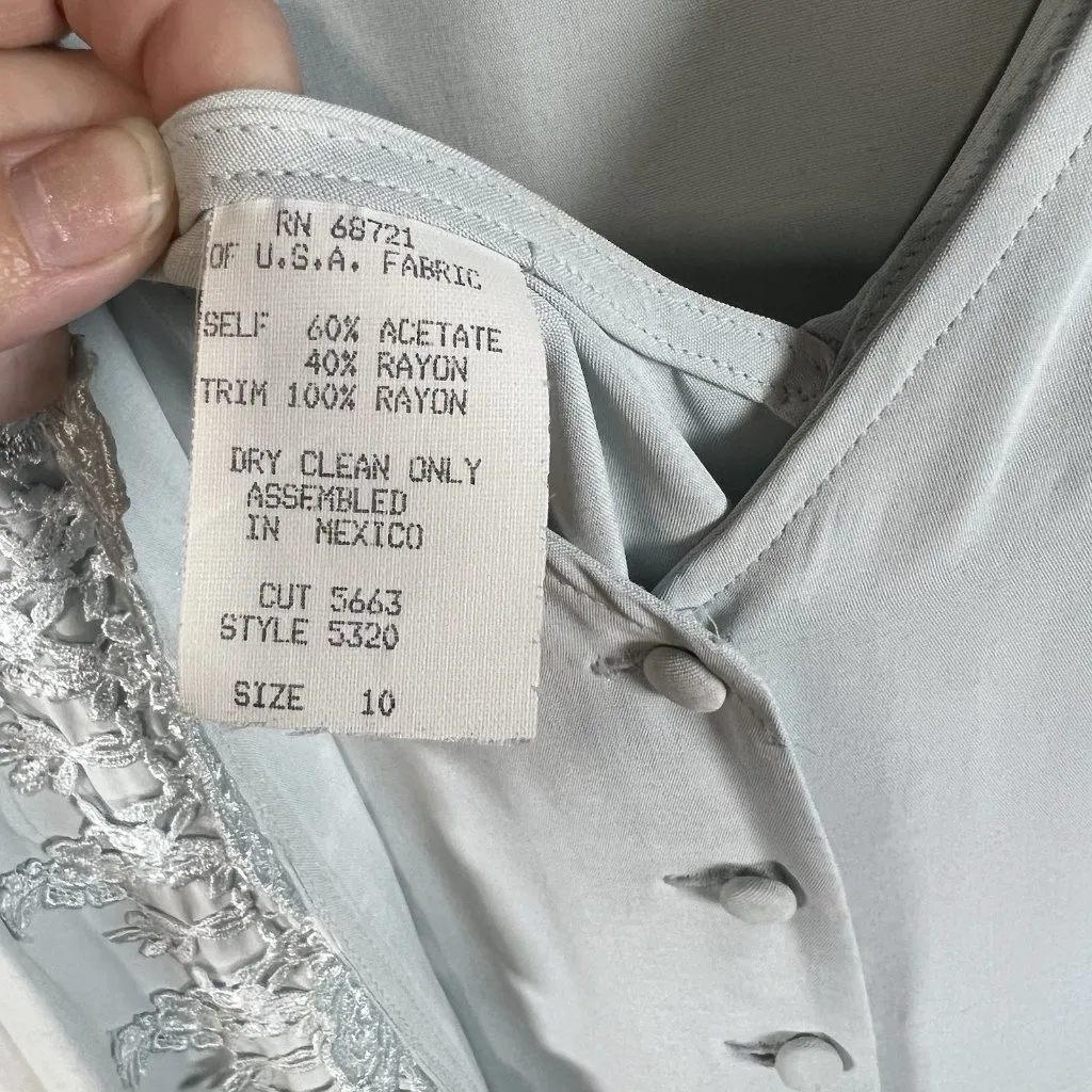 Vintage 90s Wild Rose Blue Lace‎ Button Tea Cottage Core Prairie Dress 10 NWT - Image 8