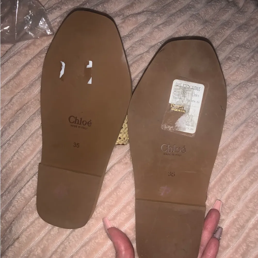 Chloe brown woven woody flat mule slide $600 CROCHET DESIGNER BOHO LUXURY fall - Image 7