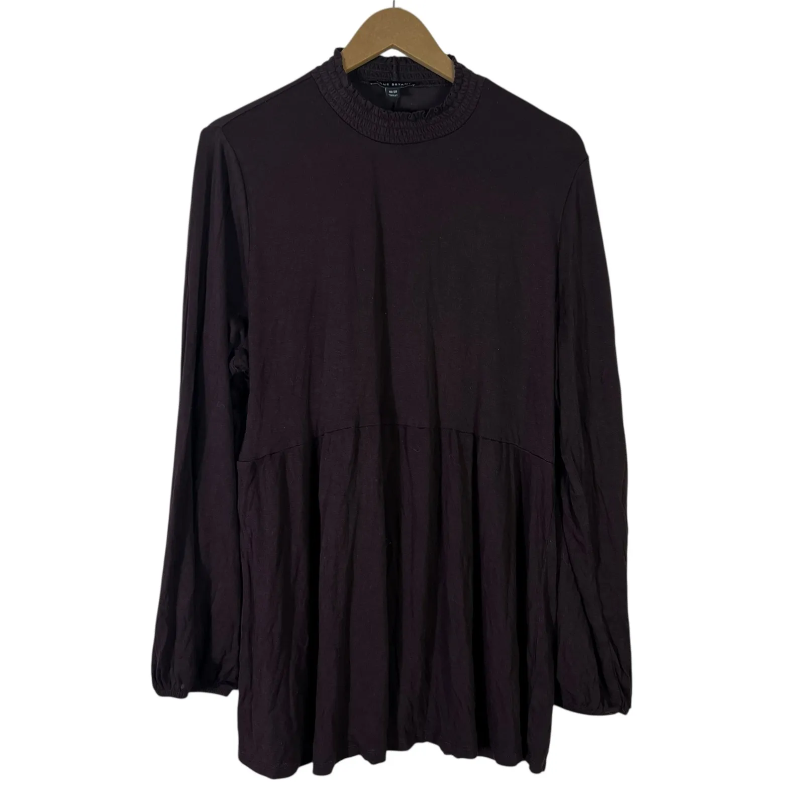 Lane Bryant Smocked Mock Neck Long Sleeve Tunic Top Womens 18/20 Purple Modest - Image 2