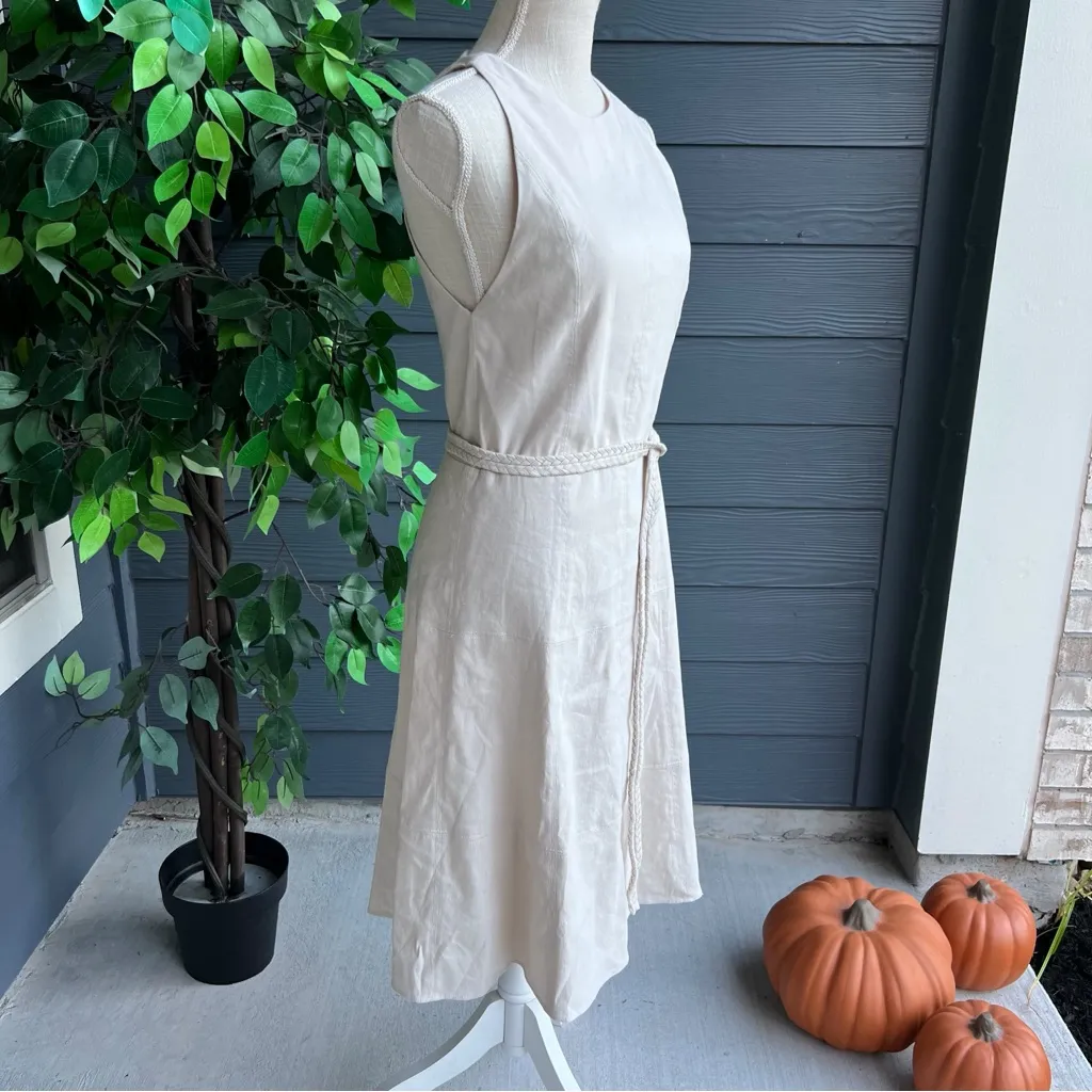 Alice + Olivia Leandra Sleeveless Linen Mini Dress In Oatmeal - Image 5