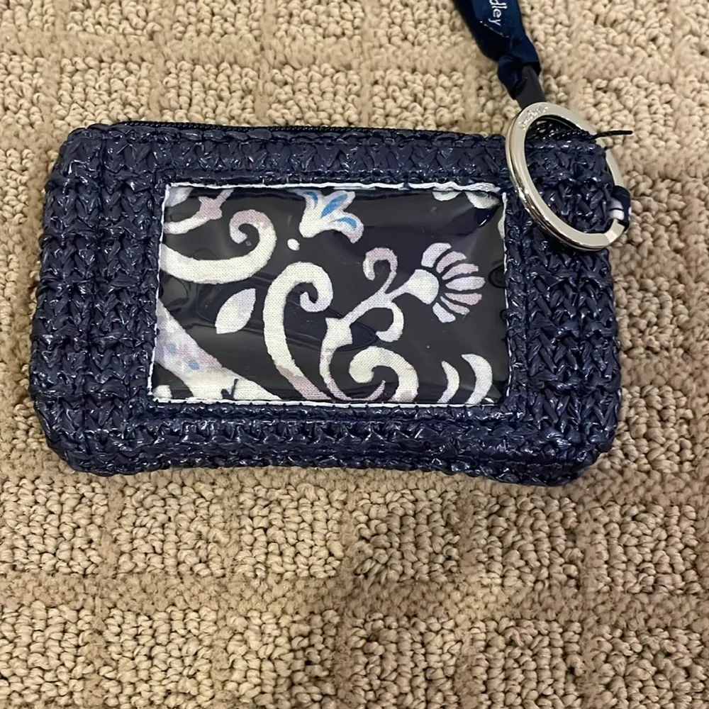 Vera Bradley Dark Blue Woven Zip ID case  with Turtle Design - Image 2