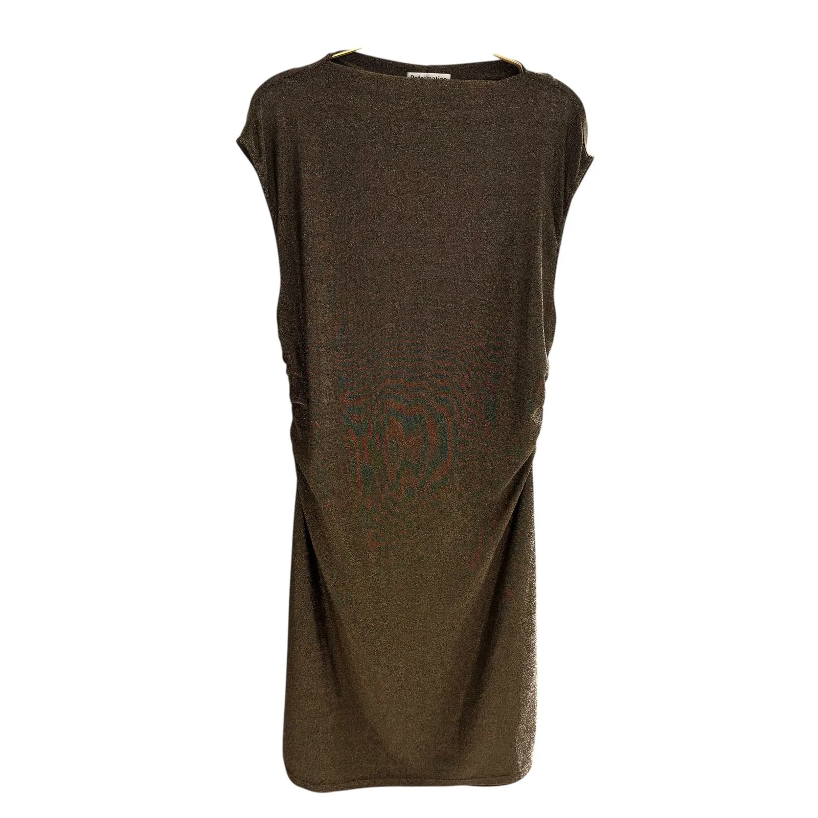 Reformation Sparkly Knit Alden Dress. Bodycon Metallic Sleeveless Party  Mini XL - Image 2