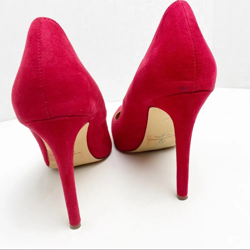 OLIVIA JAYMES Red Faux Leather Stiletto Pointy Toe Heels, Size 9 - Image 11