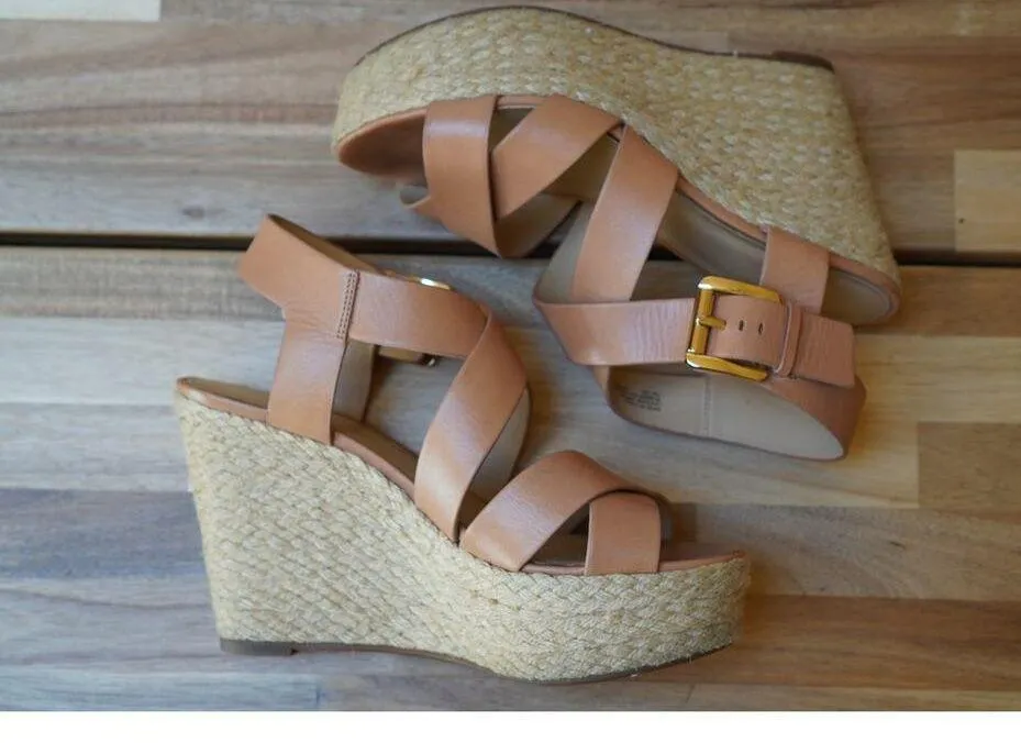 Michael Kors Celia Espadrille Wedge Buckle Platform Sandals Size 7 - Image 7