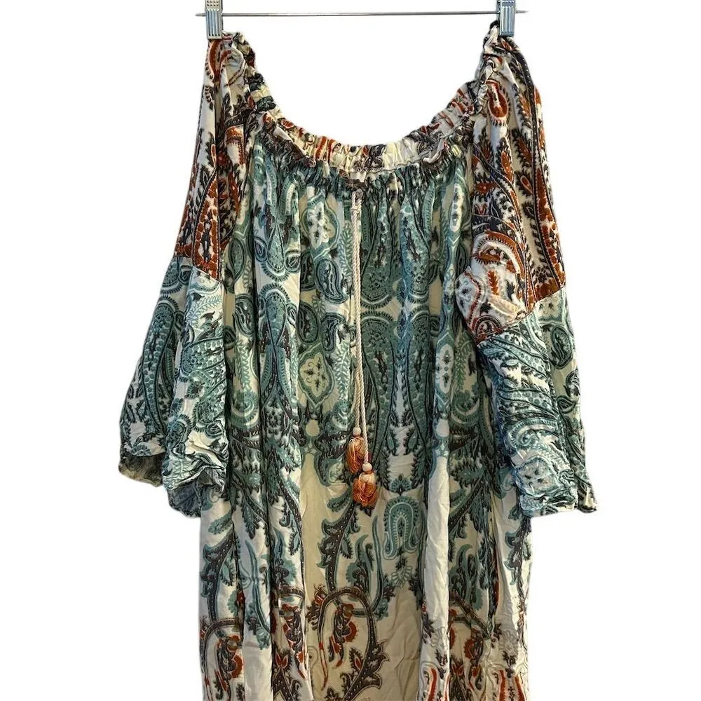 EST. 1946 Plus Size 22 Boho Chic Paisley Off-Shoulder Dress Multicolor - Image 3