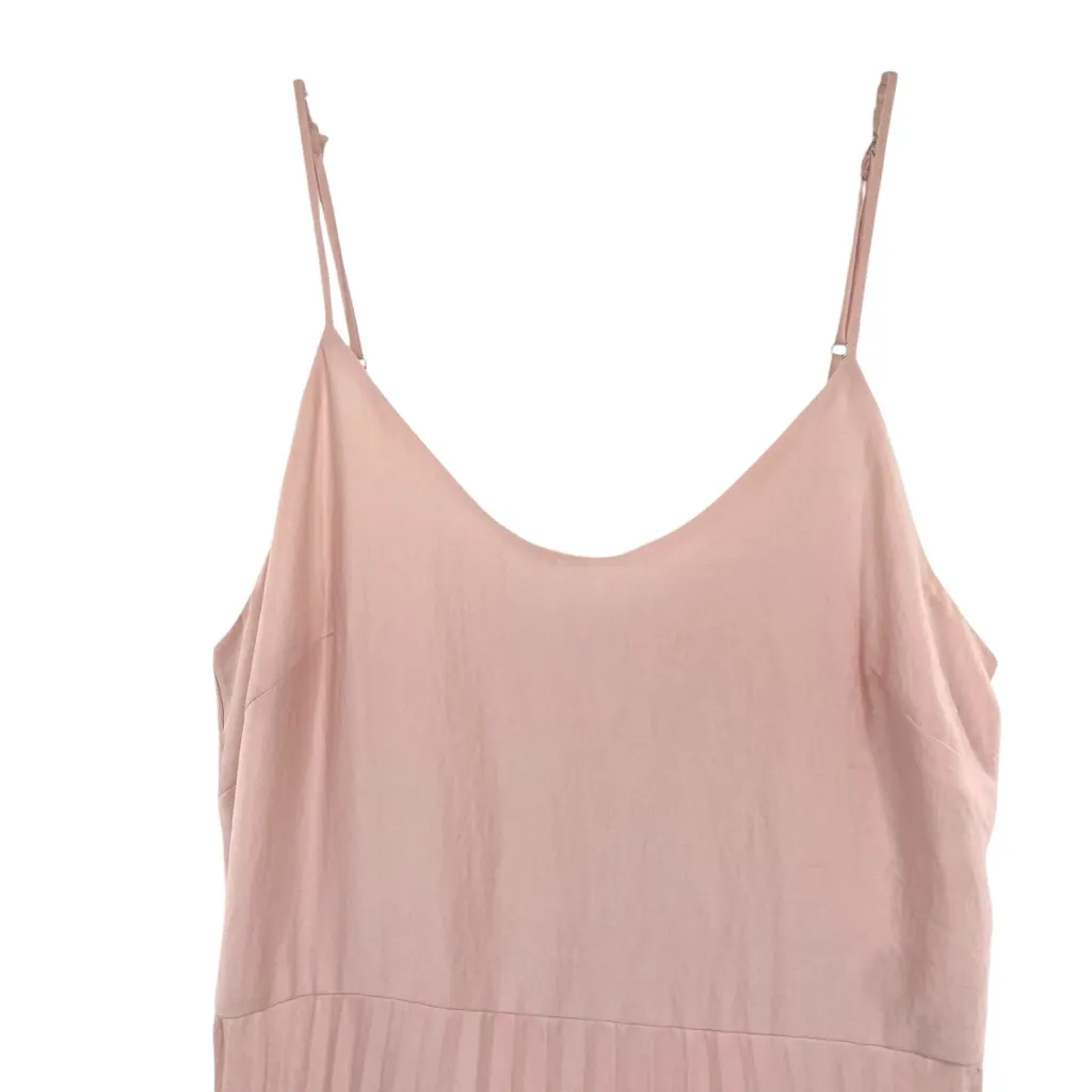 Rachael Roy Pale Pink Strappy Pleated Satin Midi Dress Balletcore - Image 3