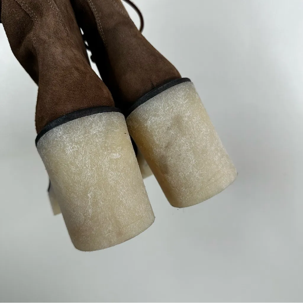 Free People Dylan Lace Up Boots Womens 36/ US 5.5 Brown Suede Leather Chunky - Image 6