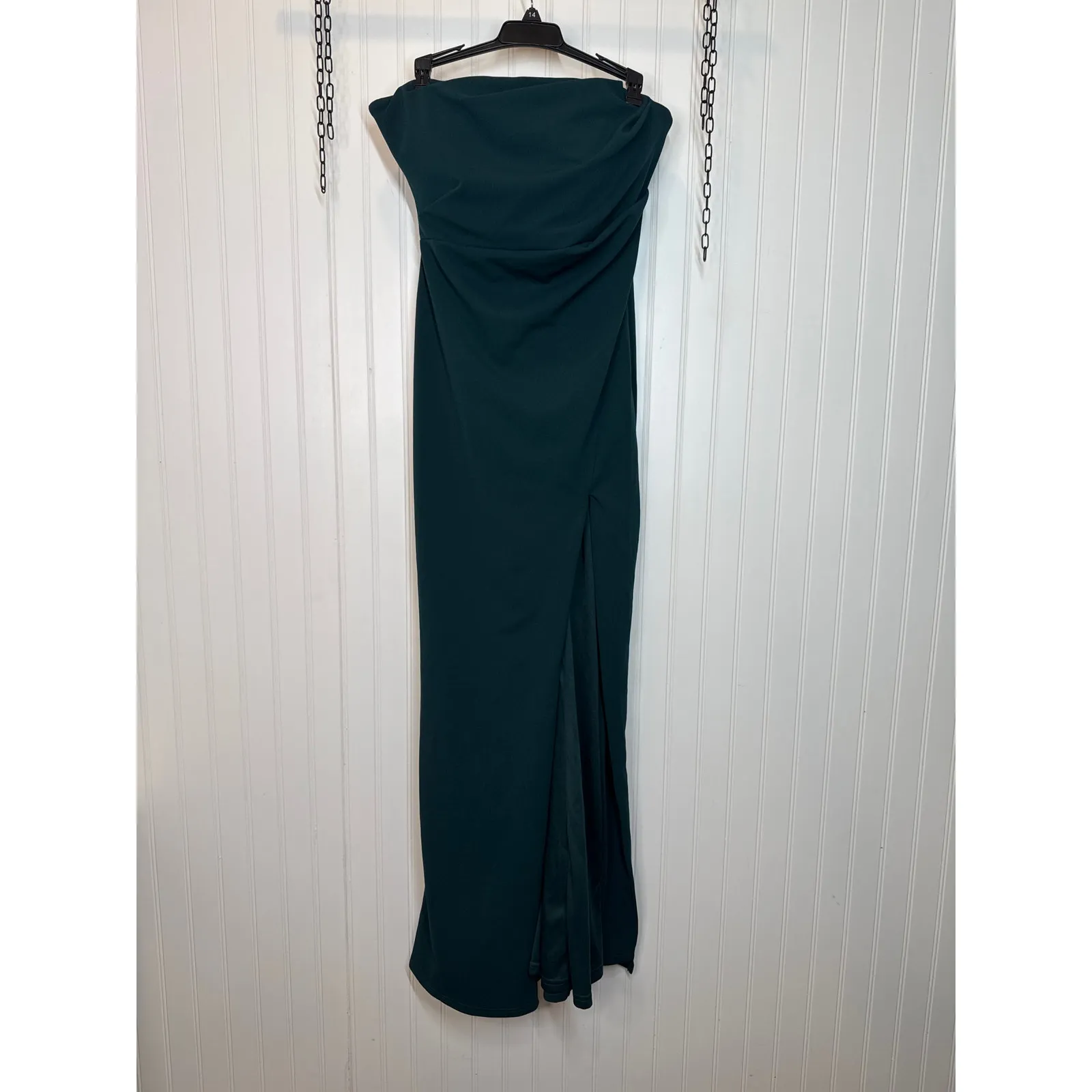 NWOT Lulus Marvelous Entrance Emerald Green Pleated Strapless Maxi Dress Size S - Image 3