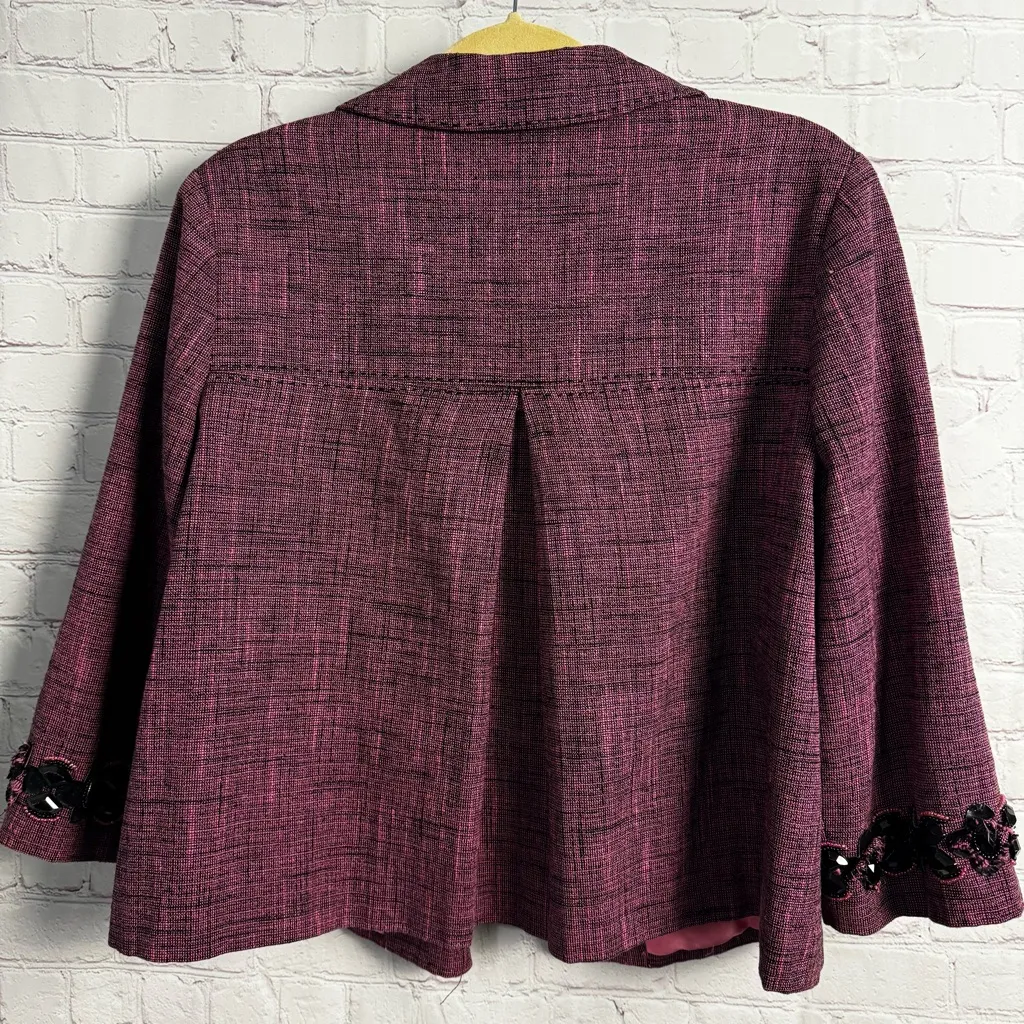 Silkland Vintage Y2k ladies pink and black textured blazer cotton linen size LG - Image 4
