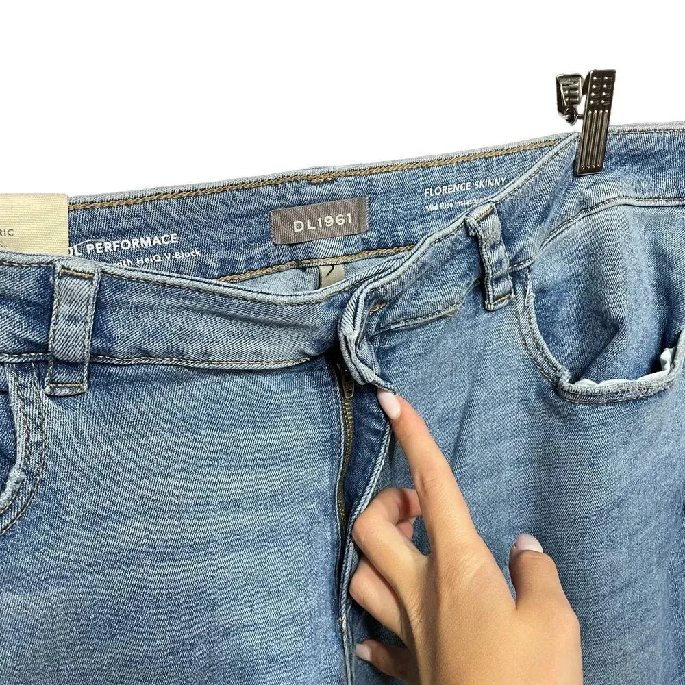 DL1961 Florence Instasculpt Ripped Ankle Skinny‎ Jeans In Marine Busted Size 18W - Image 4