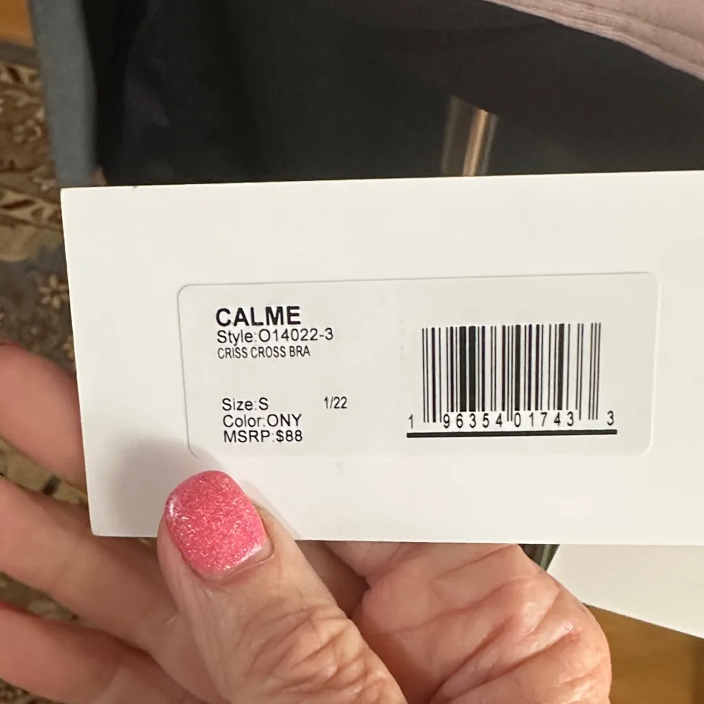 Calme by Johnny Was Black and Pink Criss Crossed Sports Bra - Image 3