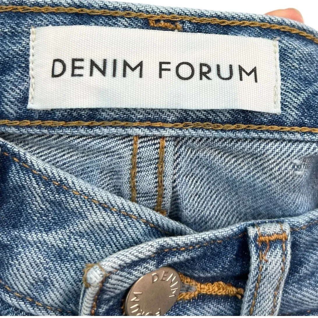 Aritzia Denim Forum The Joni Loose‎ Long Short High Rise Denim Blue Size 25 - Image 10