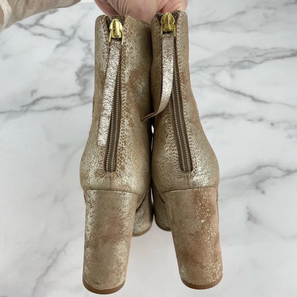 Seychelles Ankle Boots Booties Metallic Block Heel Round Toe Zipper Size 7 New - Image 5