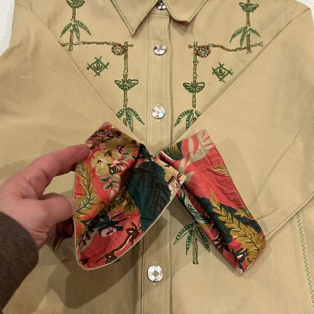 Madame Butterfly Beaded Blazer Jacket by Faith Size Large Tan - Image 10