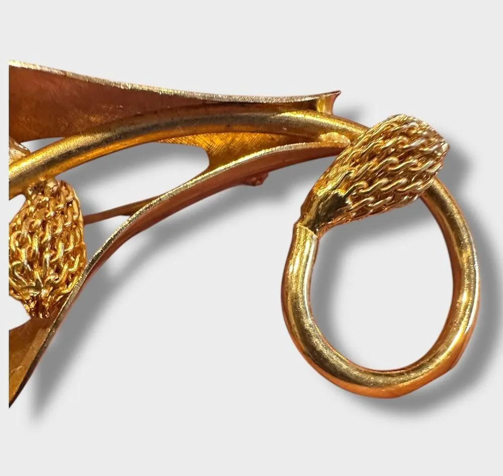 Hobe Vintage Goldtone Leaf Branch Brooch Pin - Image 2