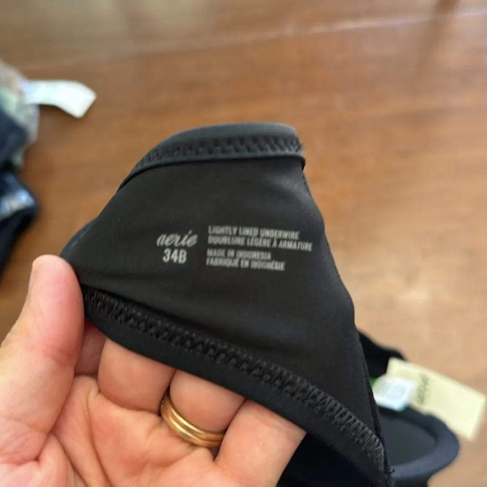 AERIE Black Lightly Padded Push Up Underwire Swim Top 34B - Image 5