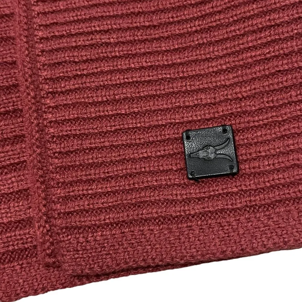 ALL SAINTS Womens Ribbed Knit Rib Mix Wool Blend Scarf Sienna Red 86" L x 10" W - Image 5