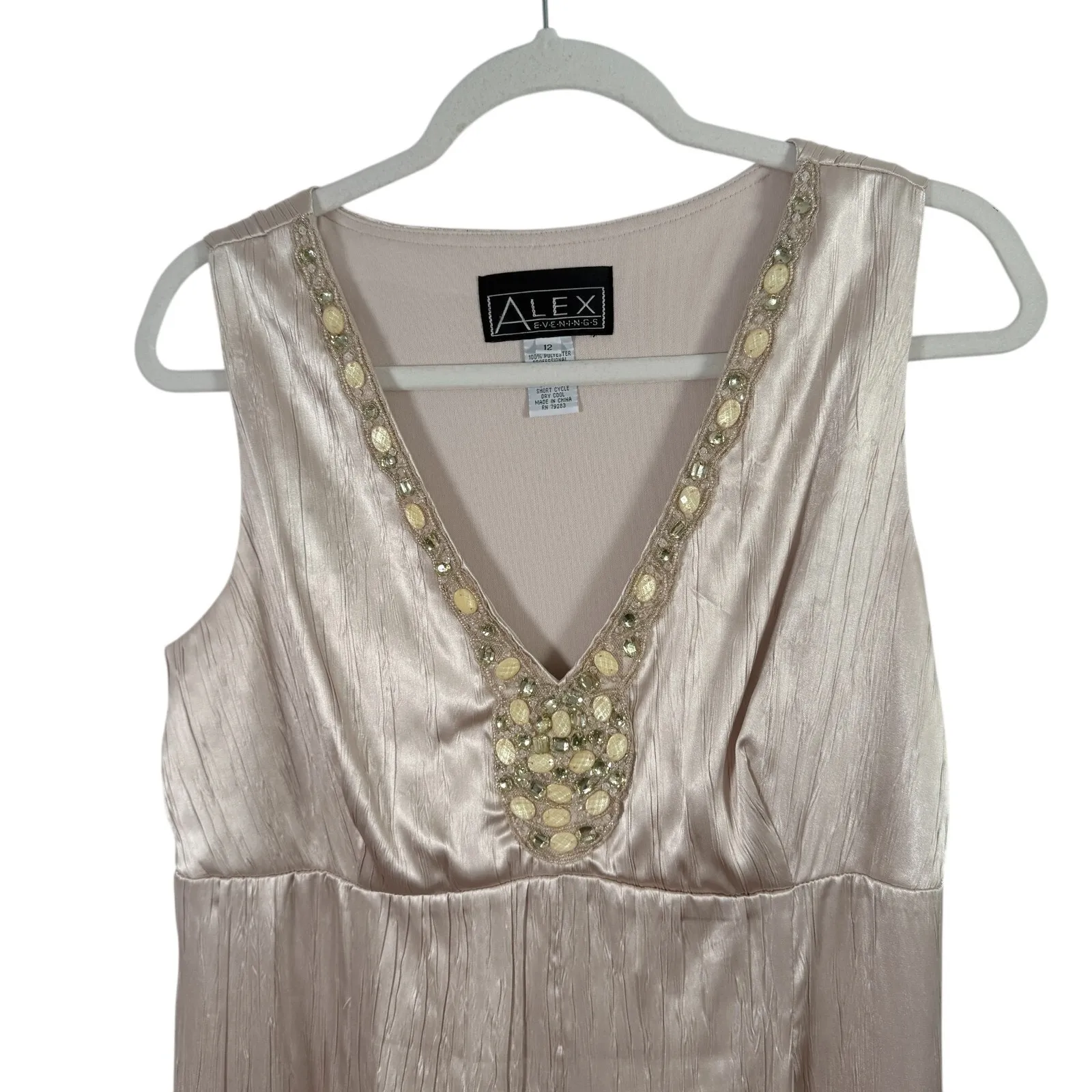 Alex Evenings Beige Dress Jacket Set Wedding Guest Mother of Bride Womens 12 - Image 5