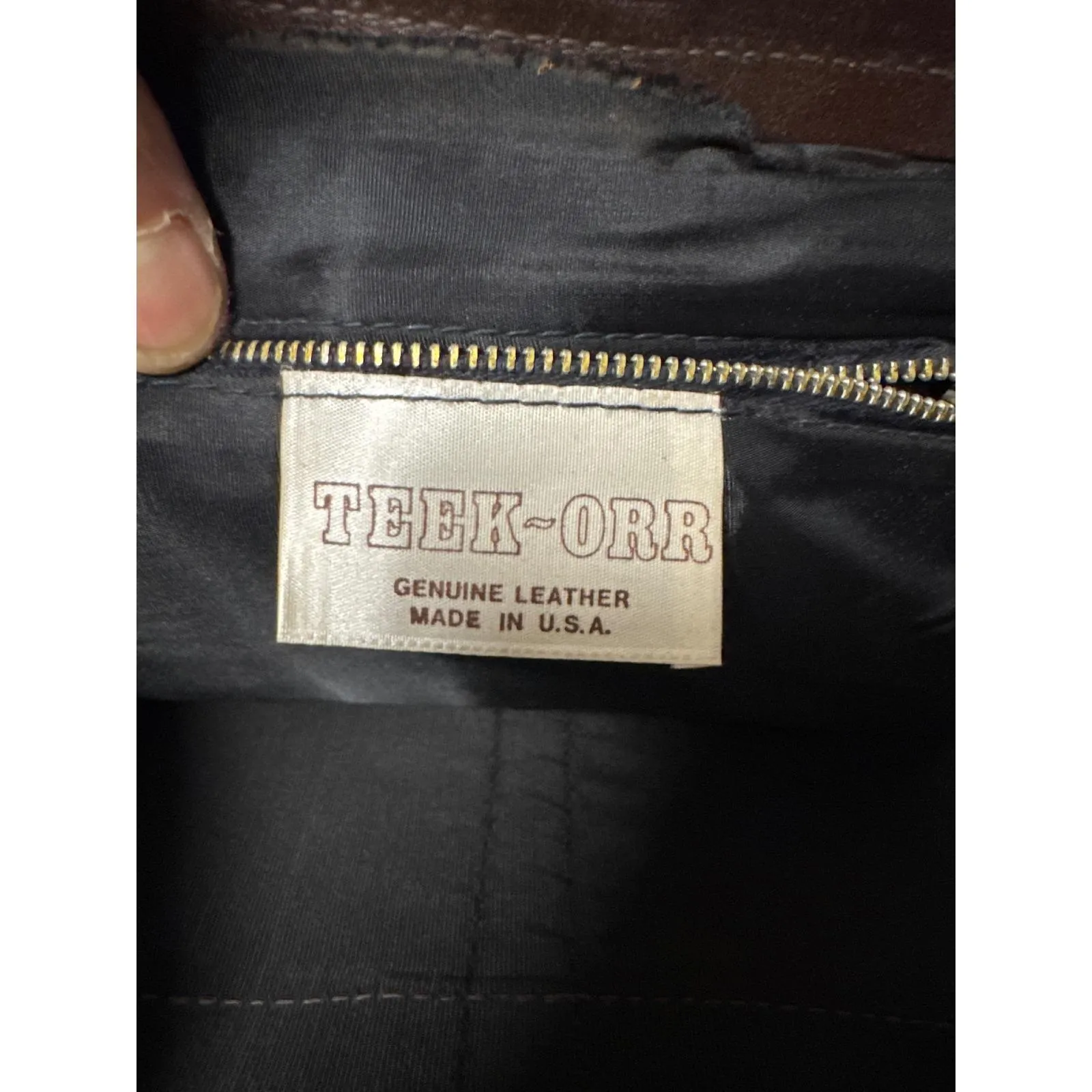 TEEK ORR Genuine Leather Dark Brown Clutch Purse Handbag Made in USA 14x8" Vtg - Image 6