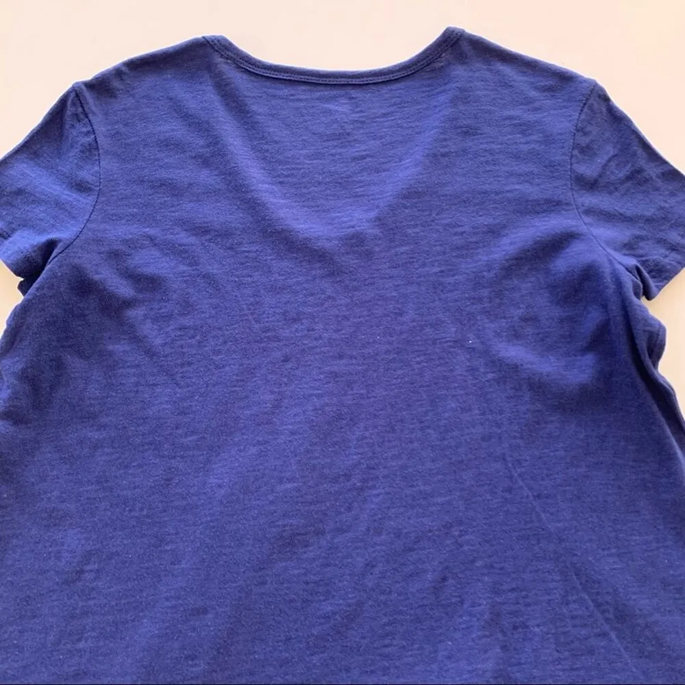 Westbound | Navy Blue Asymmetrical Lace Trim Short Sleeve T-Shirt Medium Petites - Image 7