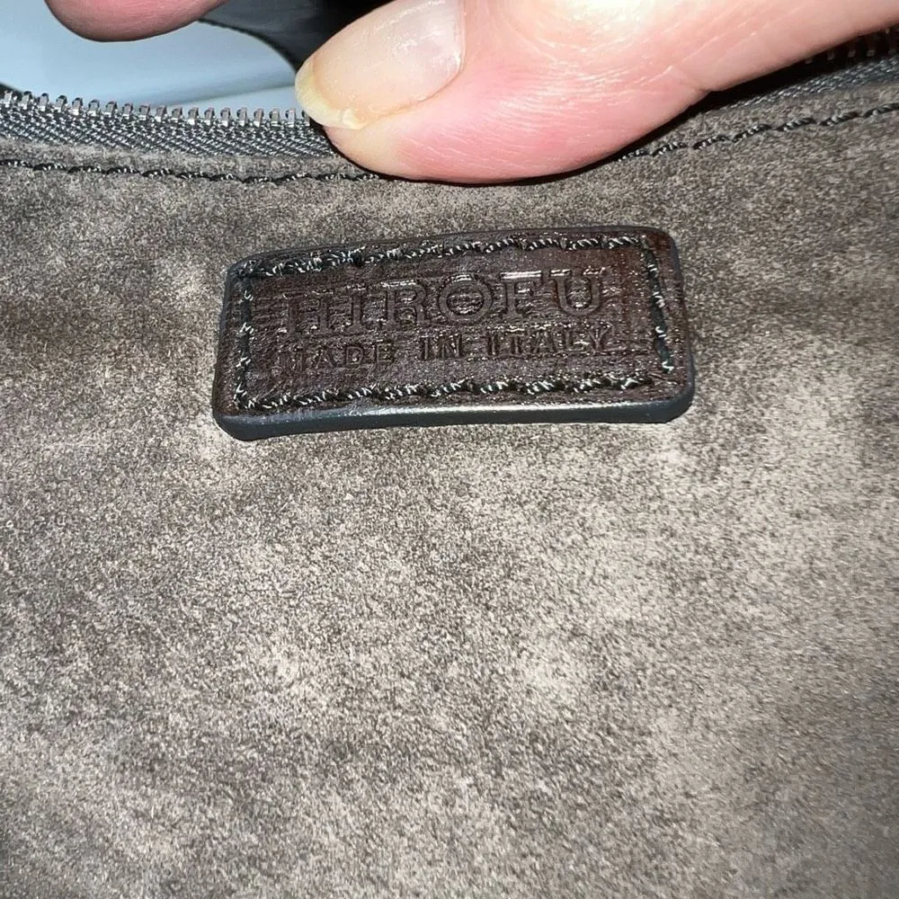 Hirofu made in Italy Chocolate Brown Leather and Suede Handbag - Image 9