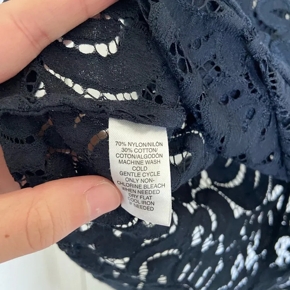 LOFT Ann Taylor women’s black lace see‎ through blouse — small - Image 4