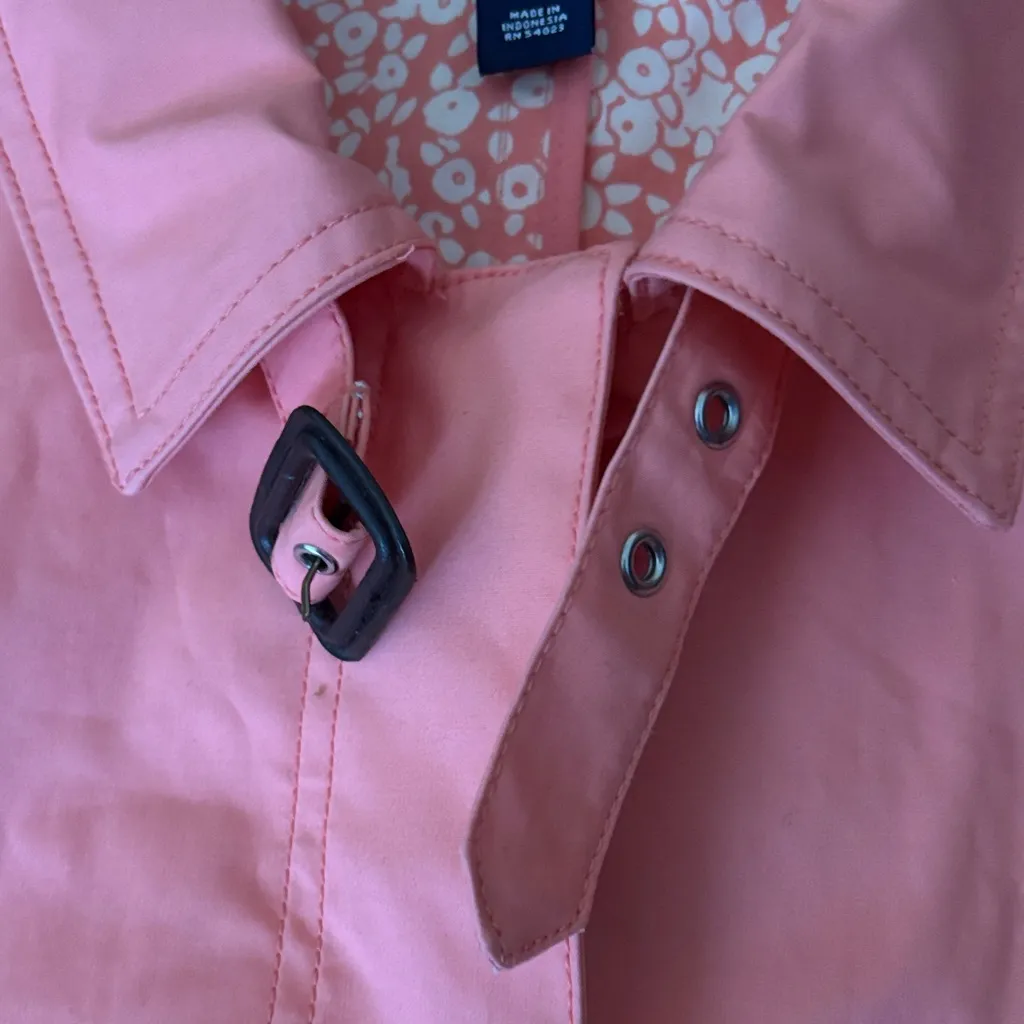 GAP Women's Vibrant Coral Pink Trench Coat Hidden Buttons Pockets Trendy Cotton - Image 3