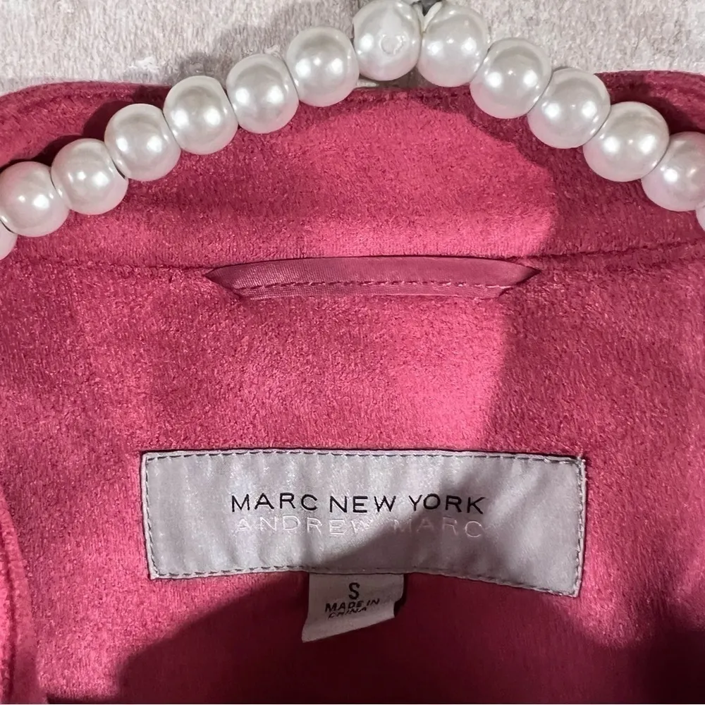Marc New York Andrew Marc Mauve Rose Faux Suede Moto Jacket Size S - Image 6