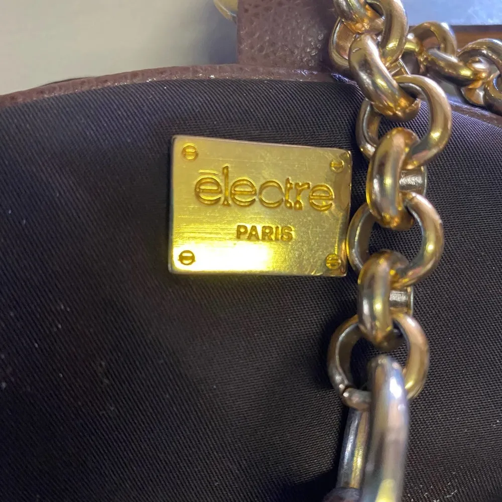 Vintage Electre Paris Brown Nylon Gold Chain Mini Pouch Coastal Granola … - Image 6