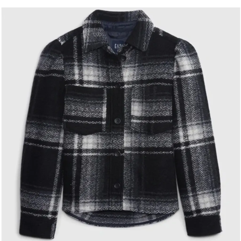 GAP Puff sleeve cropped shirt wool shirt jacket medium petite NWT - Image 4