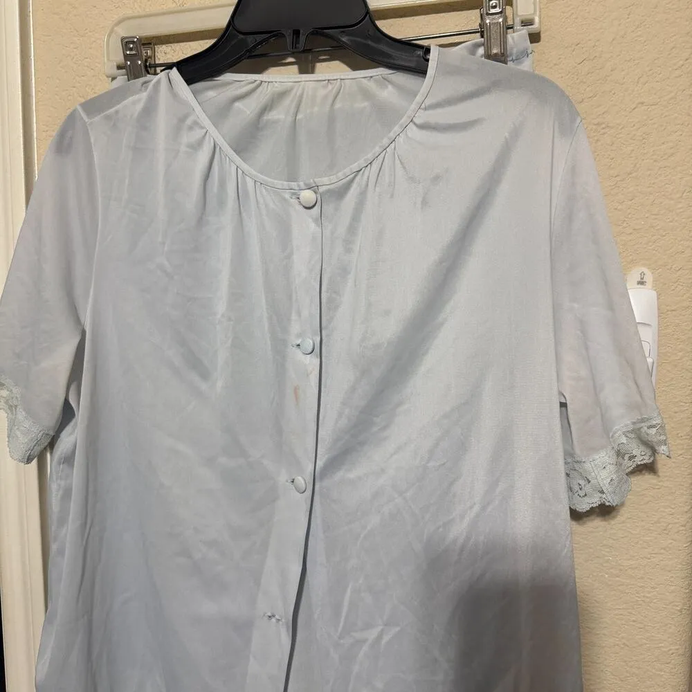 VTG Henson Kickernick Women's Pajamas Light blue 100% Nylon Soft Silky Lace M Size M - Image 2