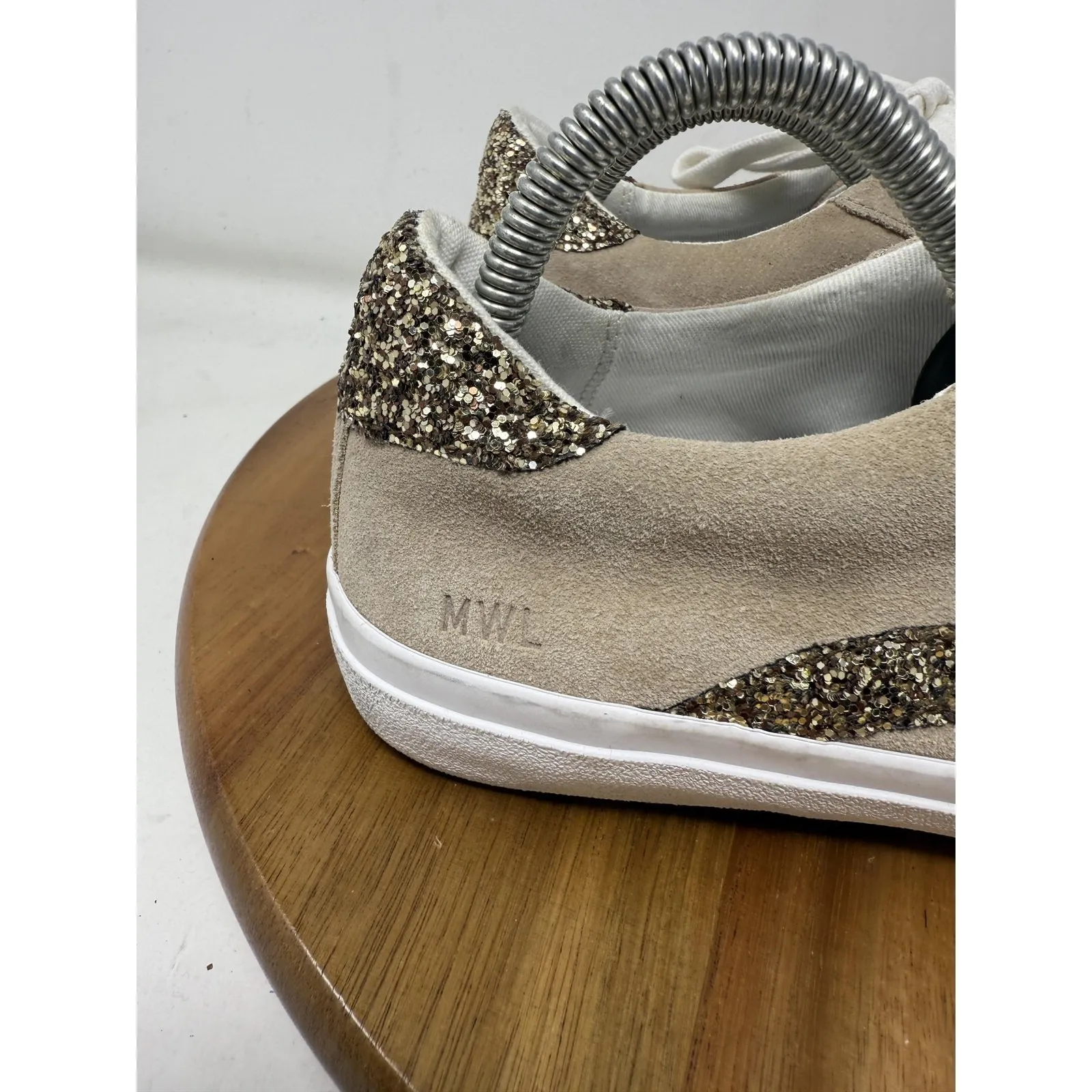Madewell Shoes Womens Beige Gold Glitter Low Top Lace Up Casual Sneakers Size 7 - Image 3