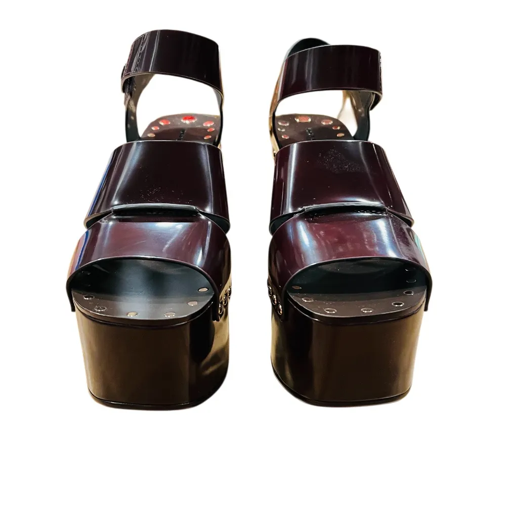 TORY BURCH Studded Platform Wedge Sandal In Plum Size 7.5 New - Image 5