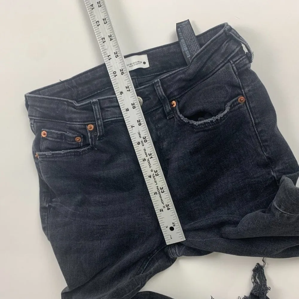 Zara Womens Skinny Jeans Pearl Black USA 4 Denim Distressed Mid Rise Pockets - Image 7