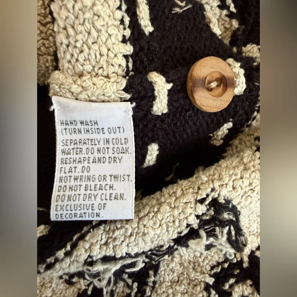 Vintage 90s Marisa Christina Ramie Cotton Knit Animal Print Button Up Vest Large Black - Image 9