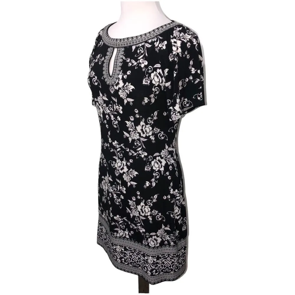 White House Black Market Floral Scroll Print Shift Dress Small EUC - Image 3