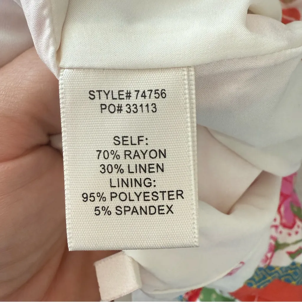 Skies Are Blue Magenta Multi Floral Linen Blend Shorts Small - Image 5