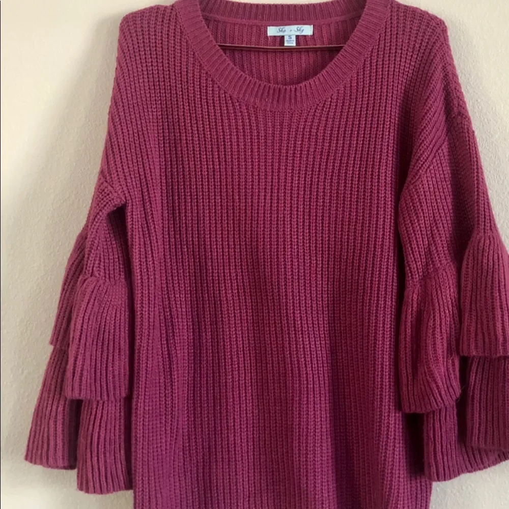 Nwot she + sky ruffle sleeve Sweater size small - Image 2