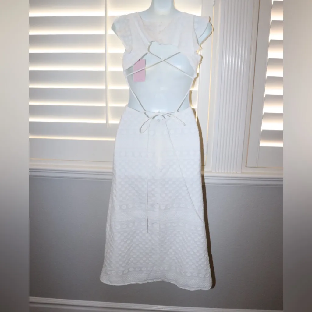 Hello Molly  Wondering Faes Midi White Dress Size 2 - Image 5