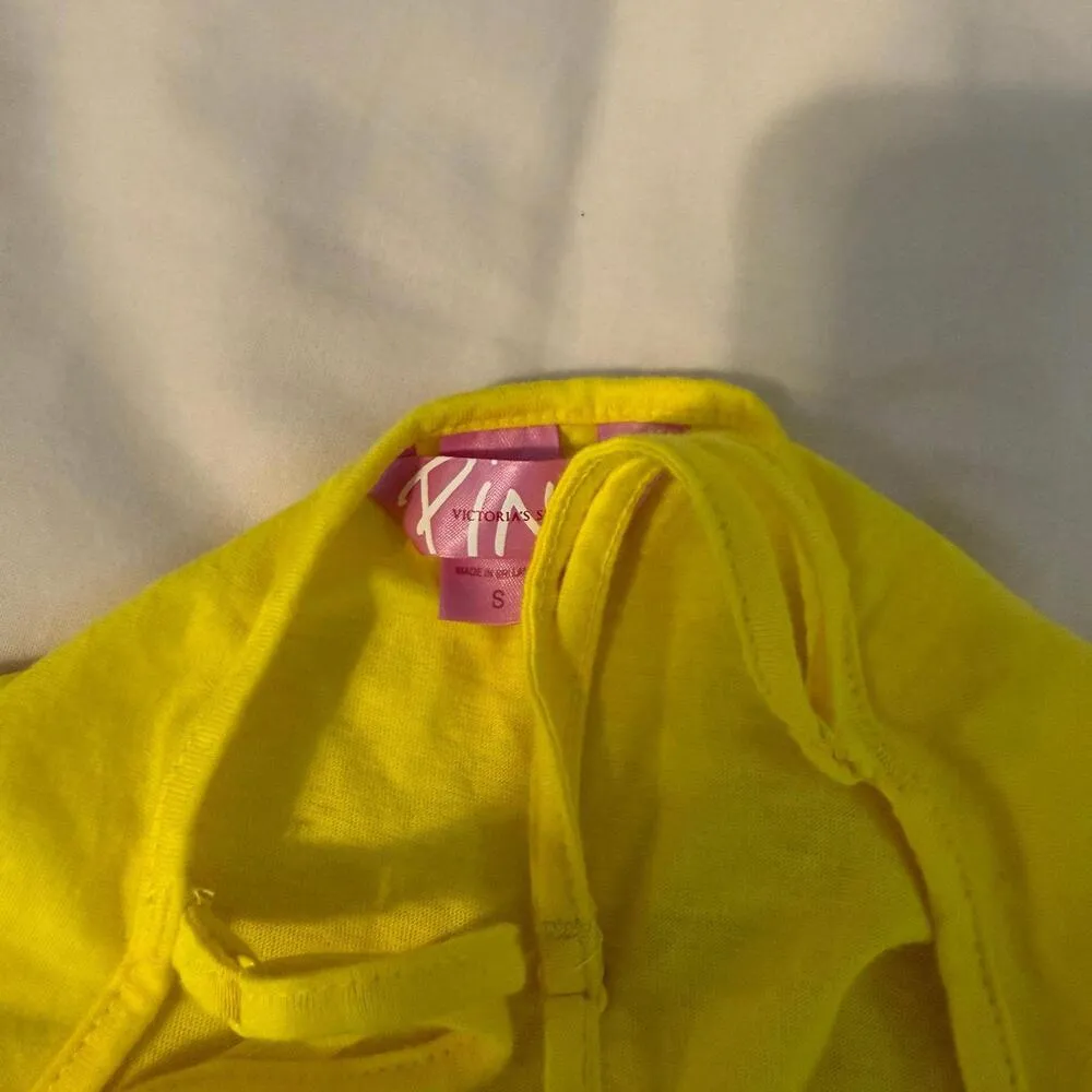 2000s Victoria Secret Pink Yellow Florla Embroidered Cami Tank Dress - Image 5