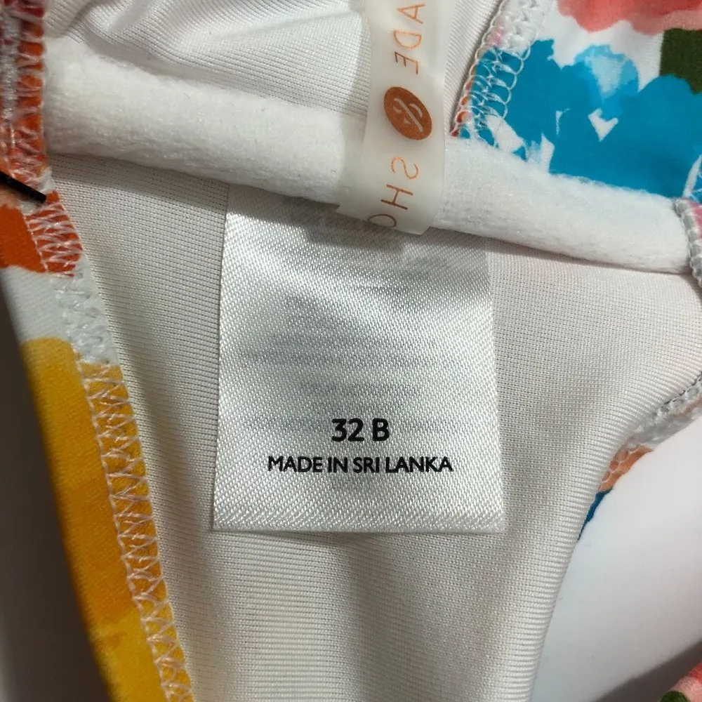 Shade & Shore Bikini Top Halter Floral Molded Cups Underwire Colorful 32B - Image 4