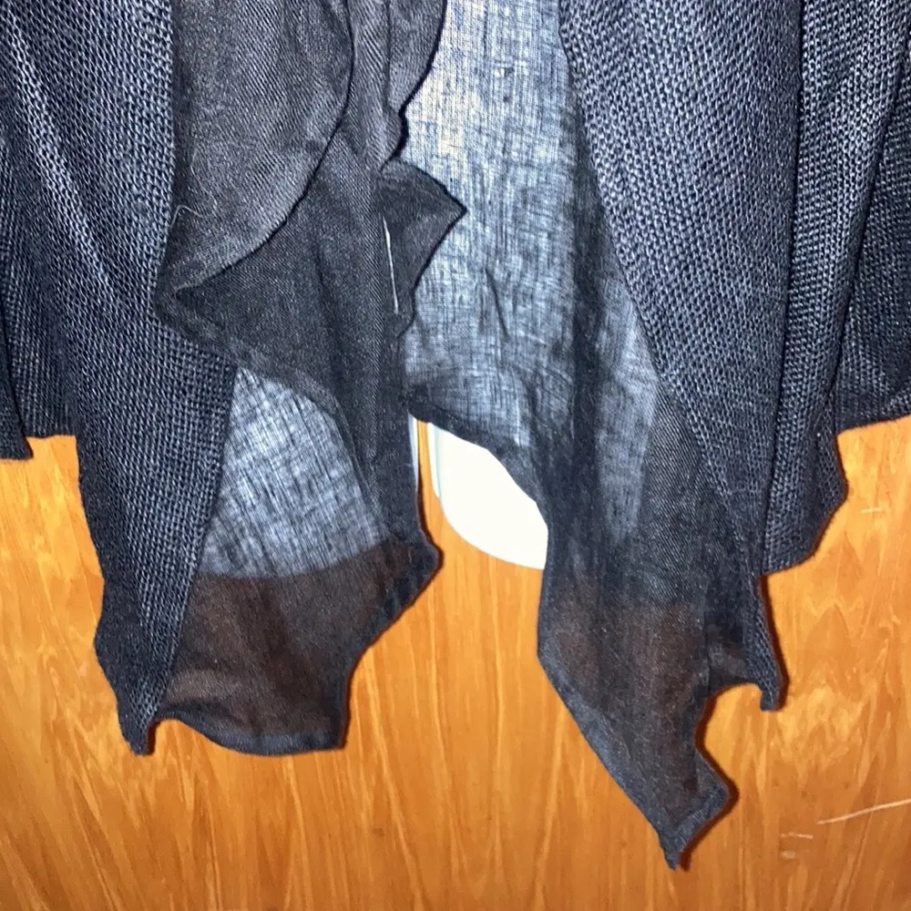 Black lili %100 Linen Waterfall Open Jacket - Image 4