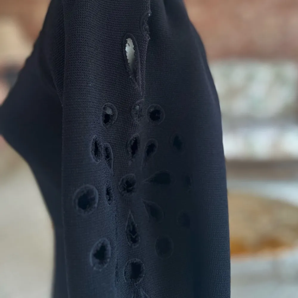 Express Dress Long Puff Ballon Sleeve Eyelet Knit SP Skater Cocktail Party Chic - Image 10