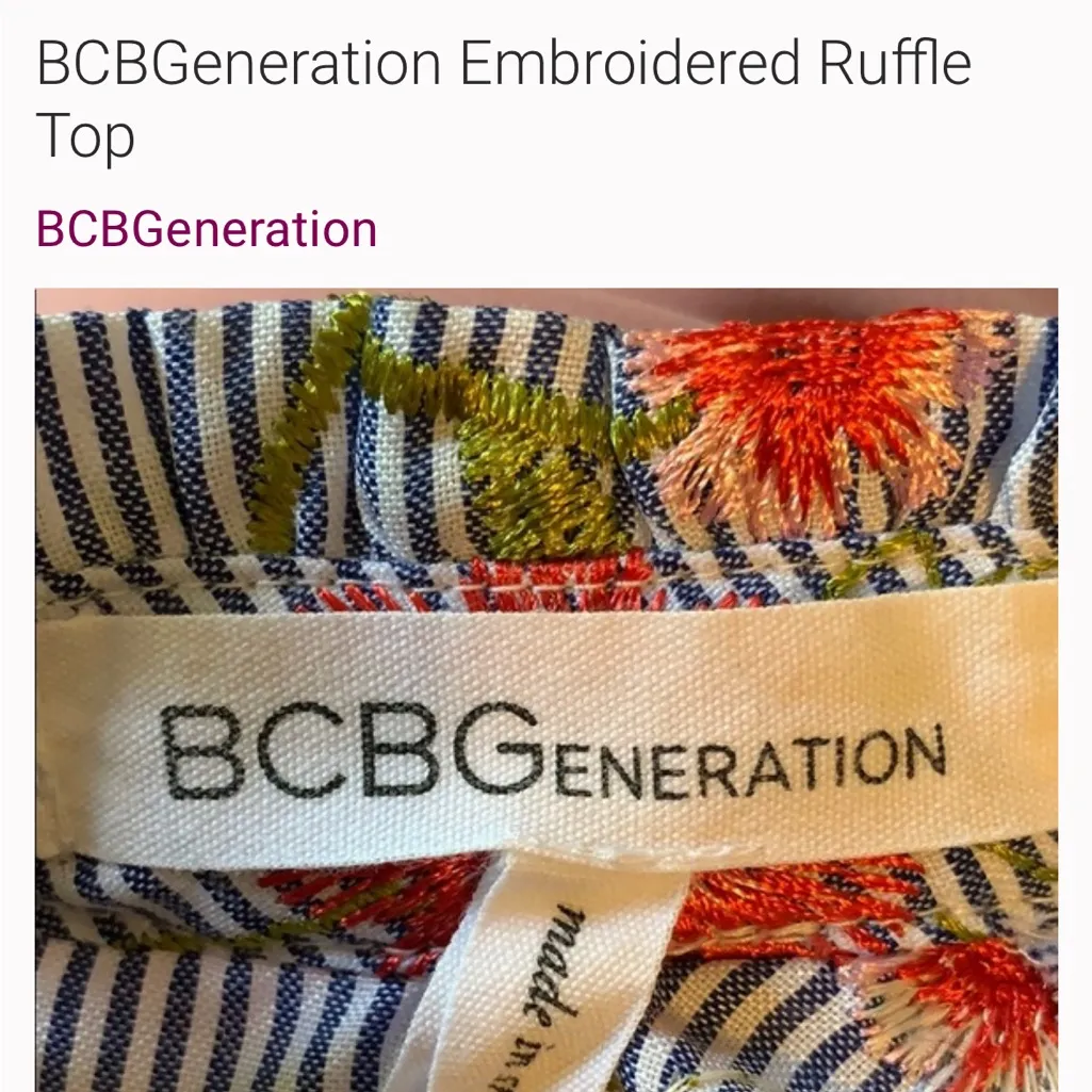 BCBGeneration Striped Floral Embroidered Top - Image 5