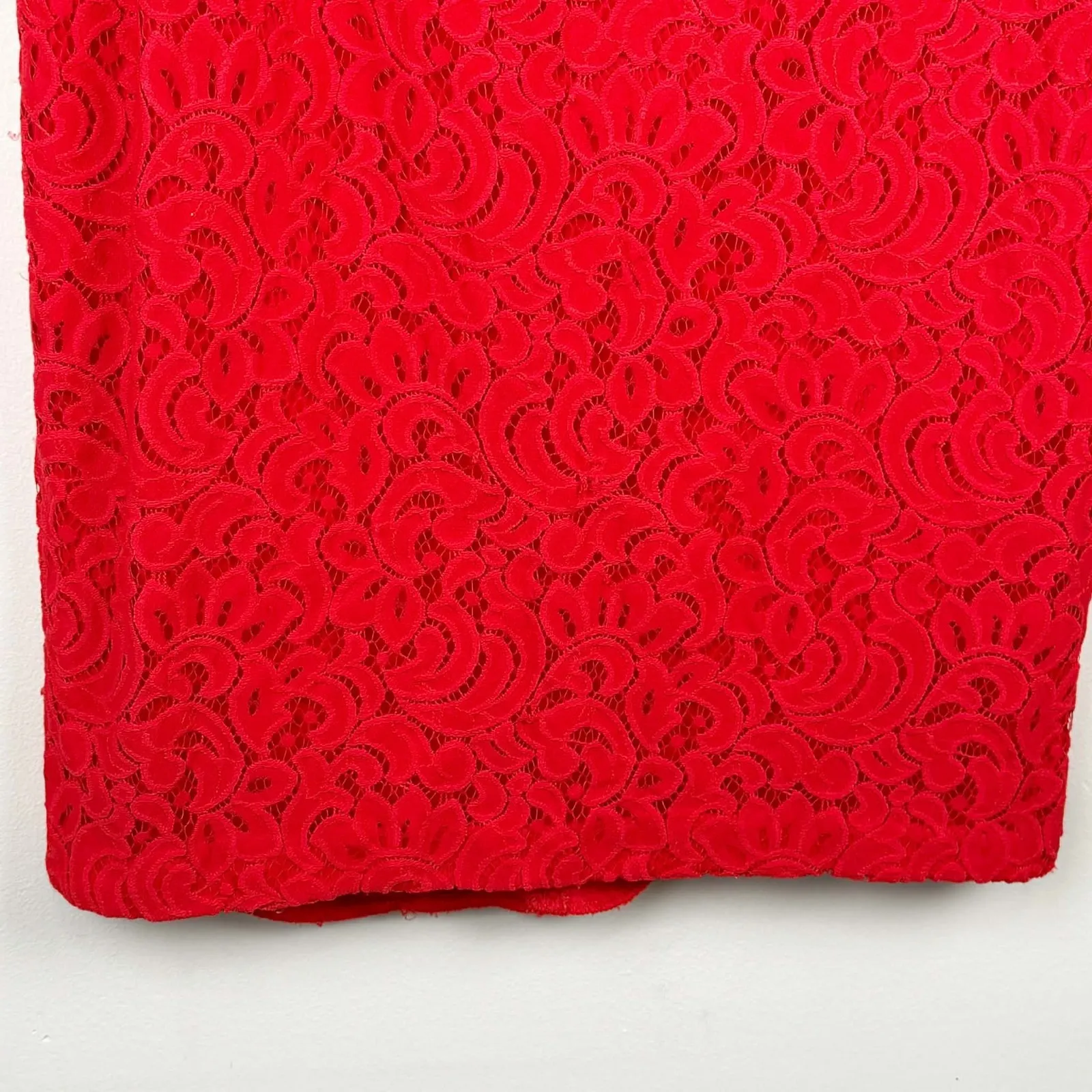 Black Label Evan Picone Red Lace Sheath Dress Sleeveless Zip Back Women's 8 - Image 3