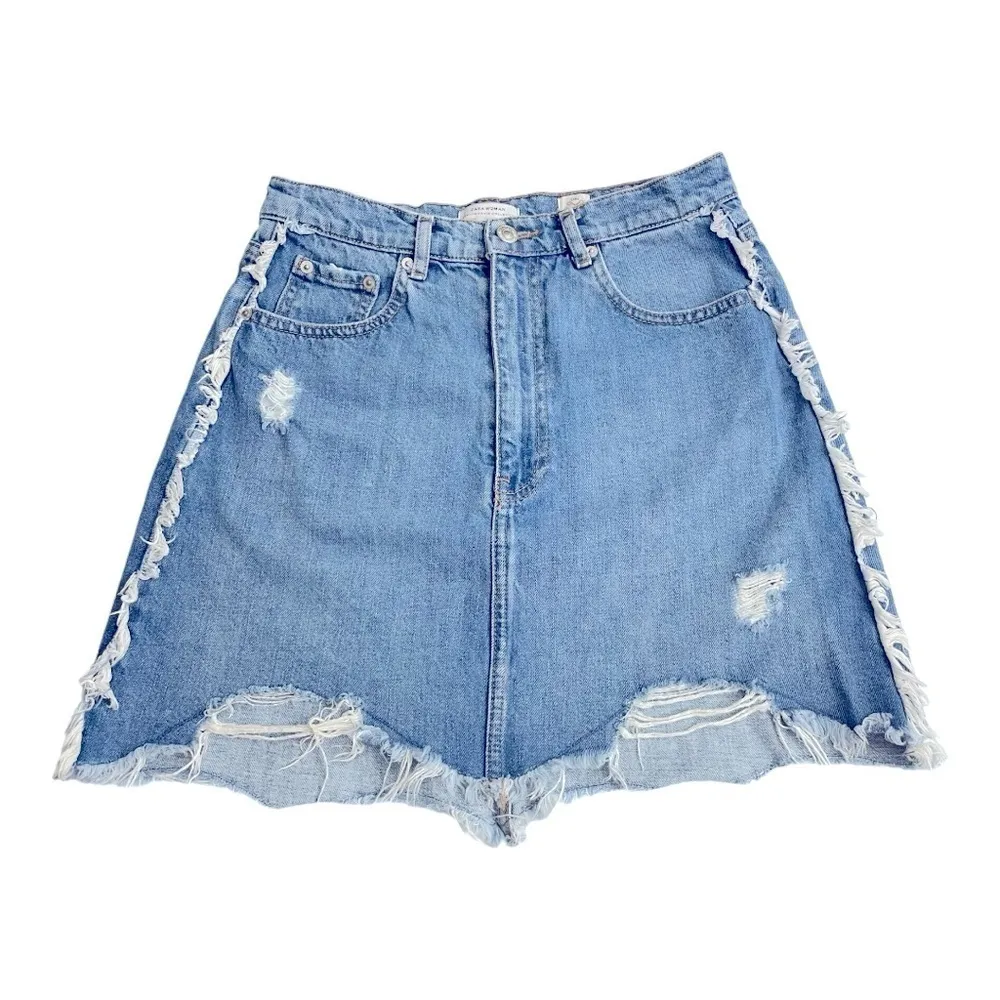 Zara Woman Distressed A-Line Denim
Skirt Women's Size M - Image 10