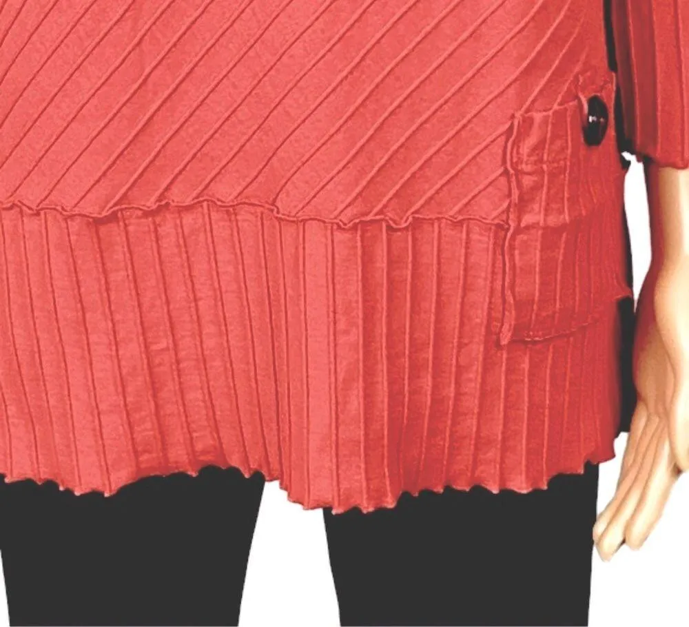 SOFT SURROUNDINGS orange tunic with 3/4 tab sleeves & front pocket. Small. VGUC - Image 3