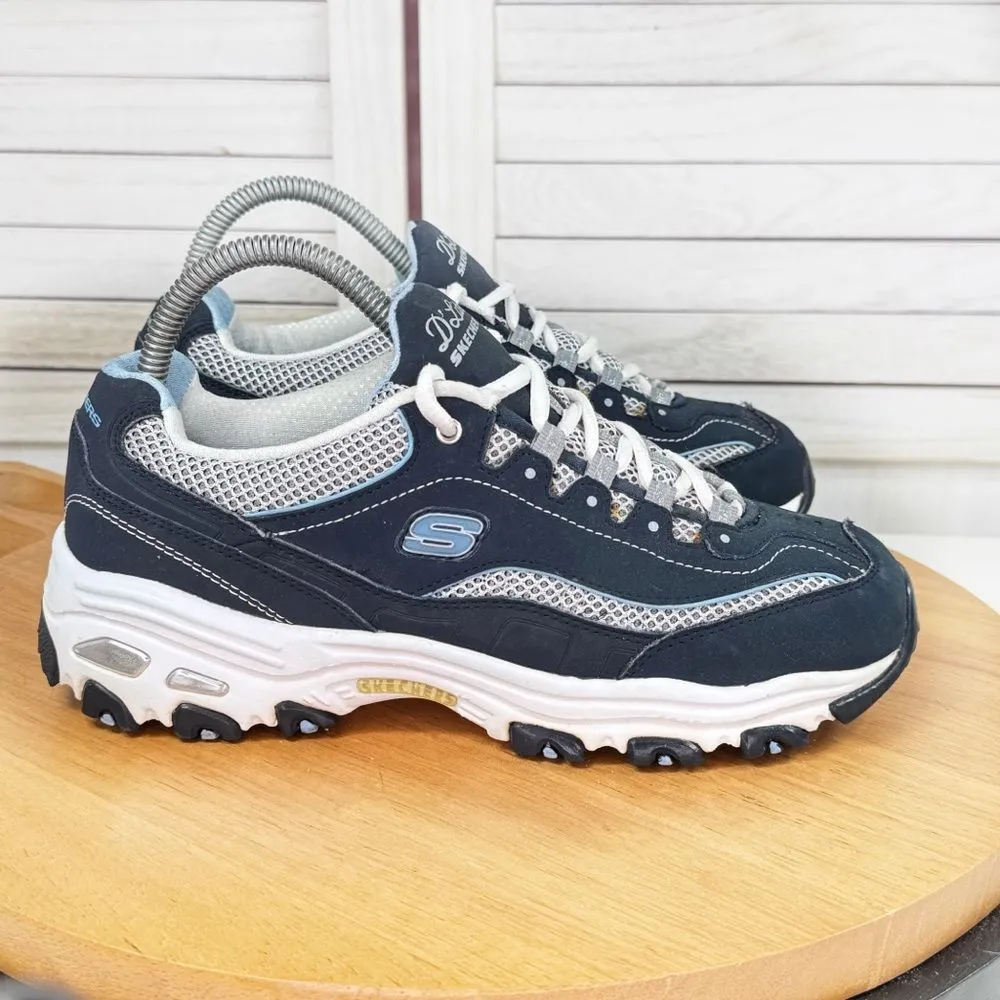 Skechers D’Lites Biggest Fan Leather Mesh Chunky Lace Up Sneakers Blue White 7.5 - Image 12